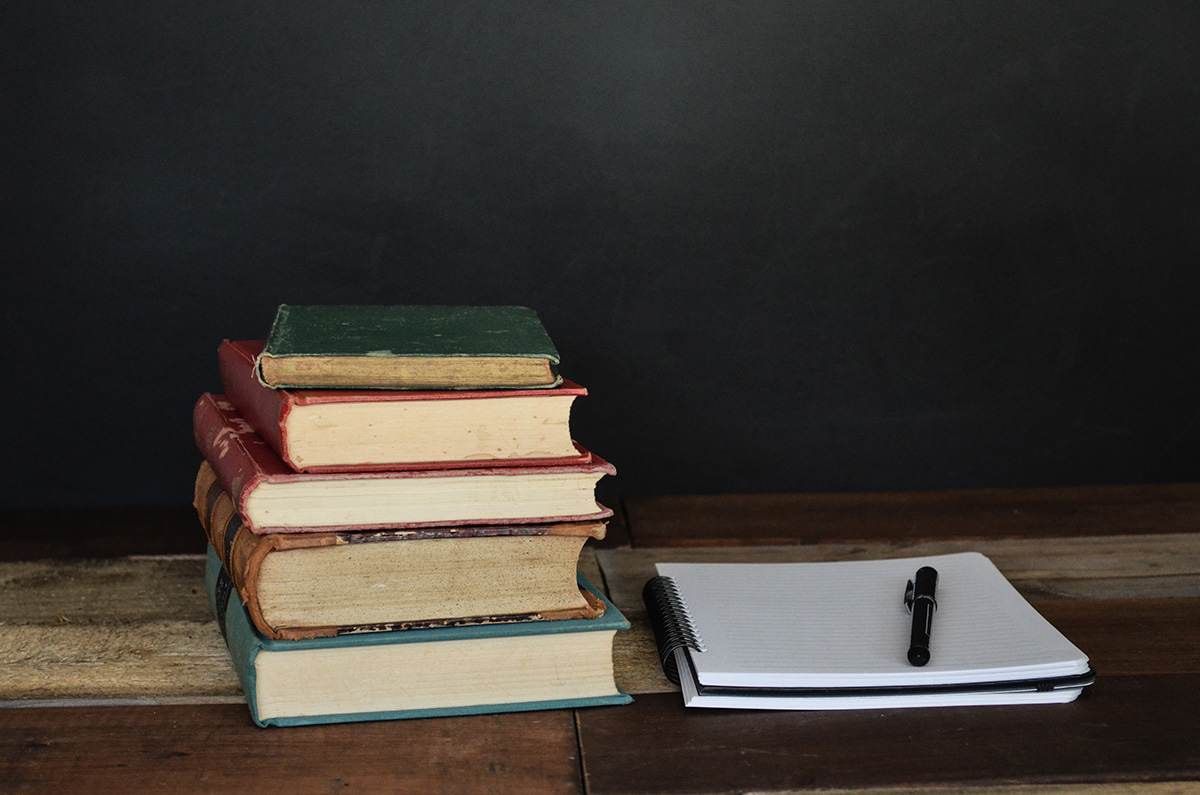 Stack of school books